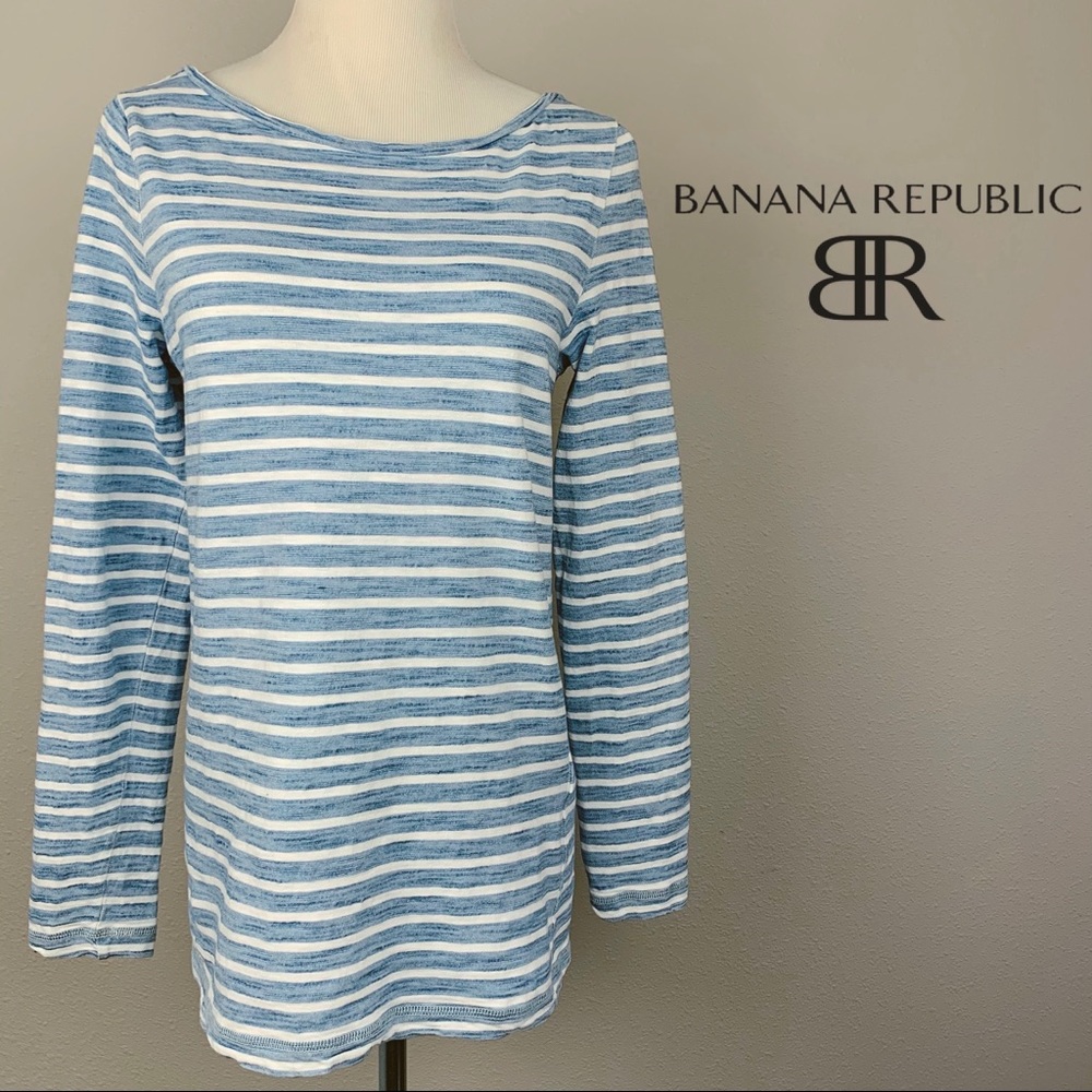 Banana Republic sz S‎ indigo/white long-sleeve tee